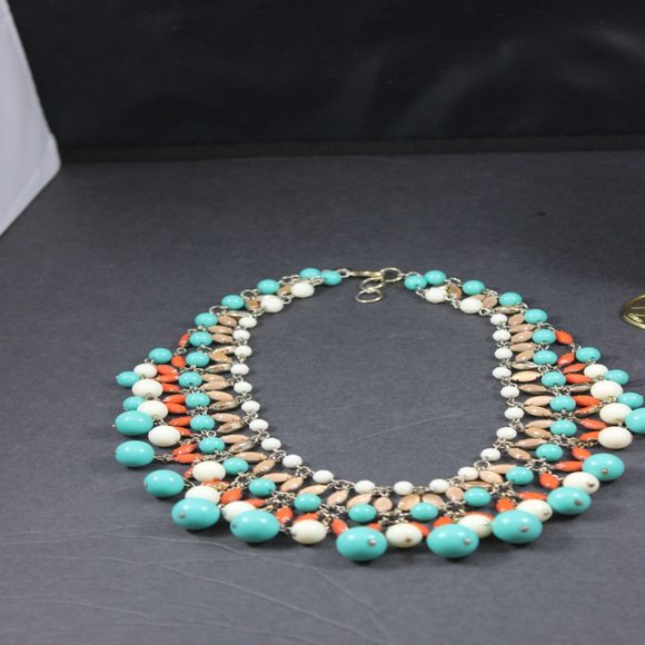 Banana Republic Jewelry - Banana Republic Necklace Multi Layer Teal Peach White Beads